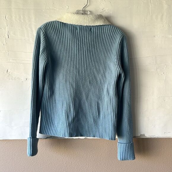 Bona Sherpa Faux Suede Jacket Baby Blue Size Small True Vintage - Picture 7 of 7